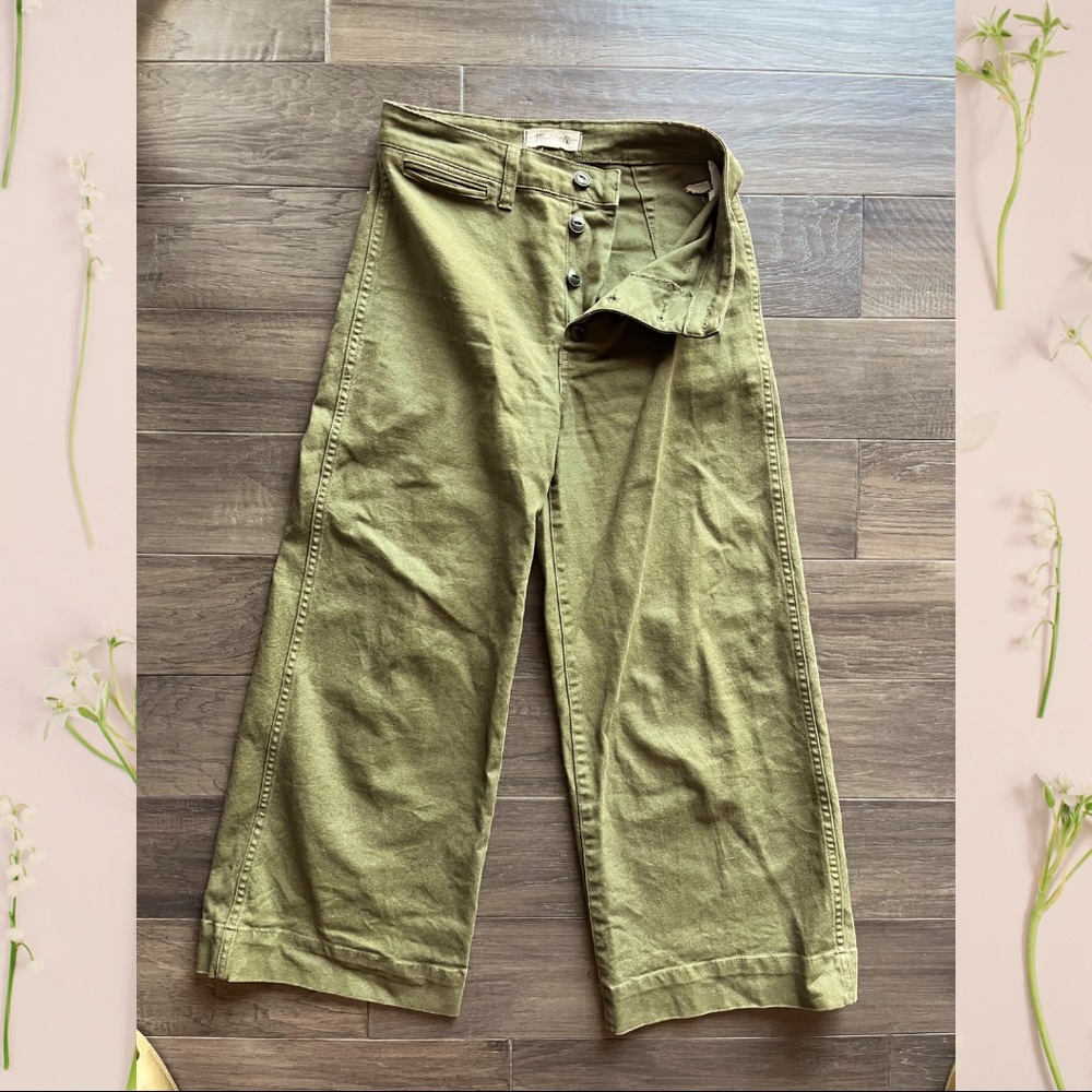 Madewell Emmett Wide Legged Crop | Army Green | Size 27